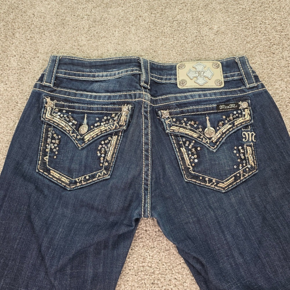 Miss Me Signature Skinny Jeans Dark Wash Embellished Studded JP816552 Size 28 - Picture 9 of 11